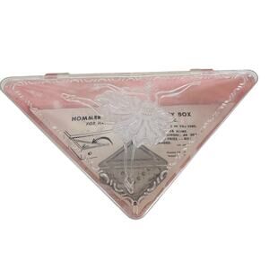 Hommer Mfg Co. Vintage Triangular Ballerina Pink Marbled Plastic Hanky Box
